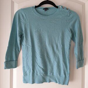 XS Ann Taylor blue 3/4 sleeve cotton top